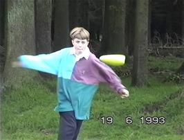 Chris Platt demonstrates his frisbee skills